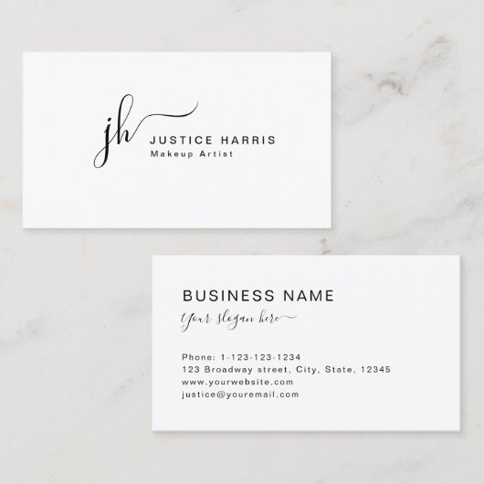 Stijlvol Manuscript Monogram Modern Professional Visitekaartje (Voorkant / Achterkant)