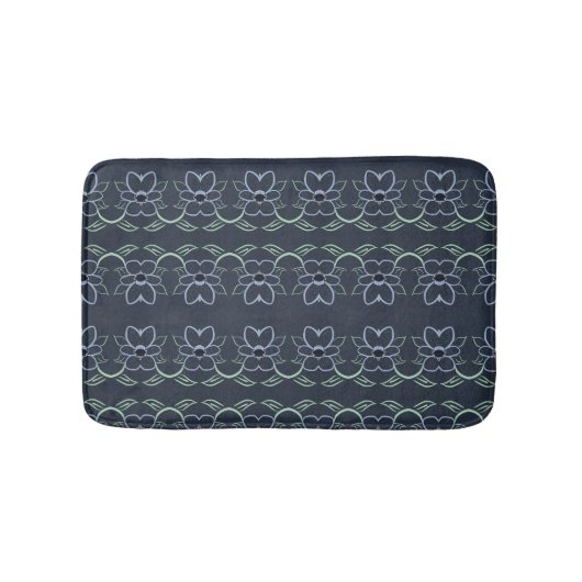 Stijlvol marineblauw bloemenmat badmat (Voorkant)