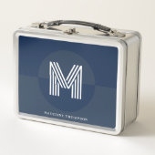 Stijlvol marineblauw geometrisch modern monogram (Voorkant)