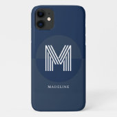 Stijlvol marineblauw geometrisch modern monogram Case-Mate iPhone case (Achterkant)