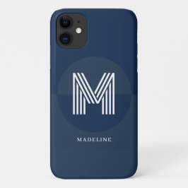 Stijlvol marineblauw geometrisch modern monogram Case-Mate iPhone case
