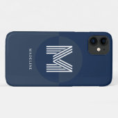 Stijlvol marineblauw geometrisch modern monogram Case-Mate iPhone case (Achterkant (horizontaal))