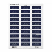 Stijlvol marineblauw script bruiloft retouradres etiket (Full Sheet)
