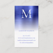 Stijlvol marinesologram blauw geborsteld metaal visitekaartje (Achterkant)