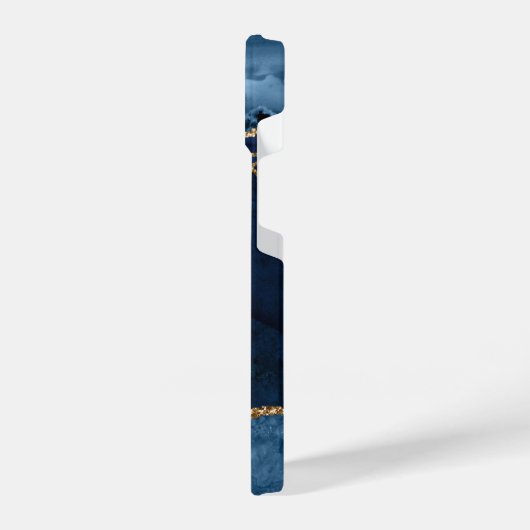 Stijlvol marinesonblauw agate Geode Gold Script-mo iPhone Hoesje (Linkerkant)