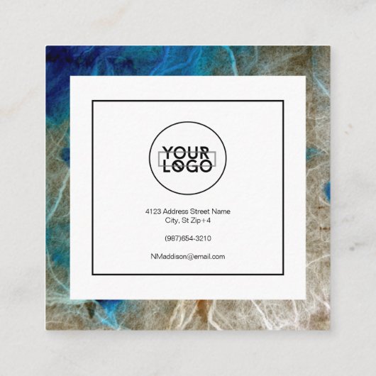 Stijlvol marmer Abstract Modern Grunge Turquoise Vierkante Visitekaartje (Achterkant)