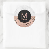 Stijlvol Marmer en Roos Gouden Patroon met Monogra Ronde Sticker (Tas)