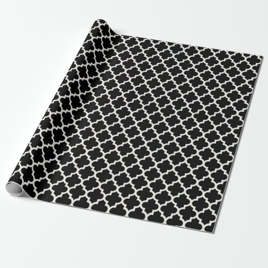 Stijlvol Marokkaans ivoor Quatrefoil Pattern Wedde Cadeaupapier (Uitgerold)