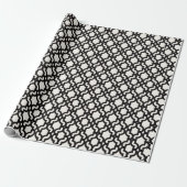 Stijlvol Marokkaans zwart Quatrefoil Lattice Patte Cadeaupapier (Uitgerold)