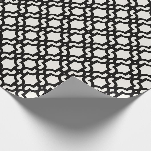 Stijlvol Marokkaans zwart Quatrefoil Lattice Patte Cadeaupapier (Hoek)