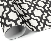 Stijlvol Marokkaans zwart Quatrefoil Lattice Patte Cadeaupapier (Rol Hoek)