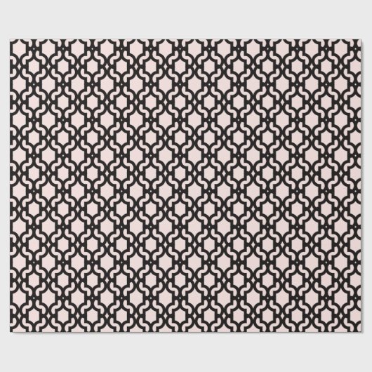 Stijlvol Marokkaans zwart Quatrefoil Lattice Patte Cadeaupapier (Vlak)