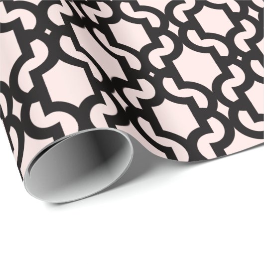 Stijlvol Marokkaans zwart Quatrefoil Lattice Patte Cadeaupapier (Rol Hoek)