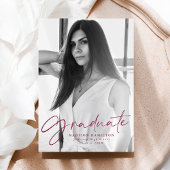 Stijlvol Maroon Script Photo Afstuderen Aankondiging