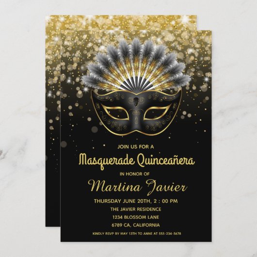 Stijlvol Masquerade Quinceañera 15e verjaardag Kaart (Voorkant / Achterkant)