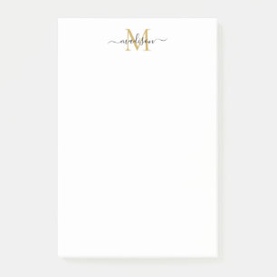 Stijlvol Matig Manuscript Monogram Black Gold Post-it® Notes