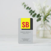 Stijlvol Matig Monogram Geel Rood Grijs Visitekaartje (Staand voorkant)