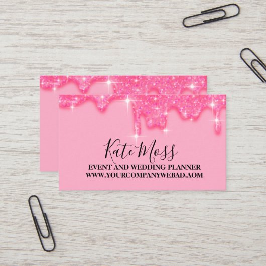 Stijlvol meisje die roze druppelt bedankt visitekaartje (Voorkant / Achterkant in situ)