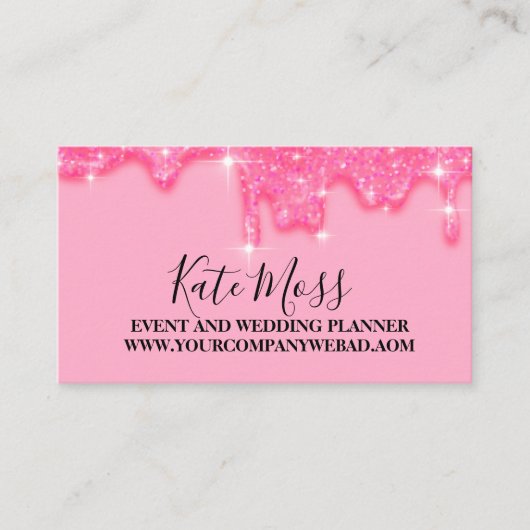 Stijlvol meisje die roze druppelt bedankt visitekaartje (Voorkant)