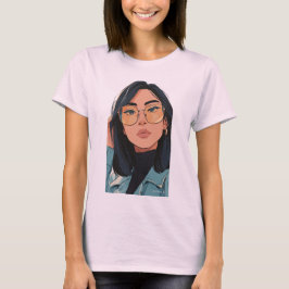 Stijlvol Meisje Illustratie | Trendy Mode T-shirt