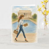 Stijlvol meisje in Washington, DC Kaart (Gele Bloem)