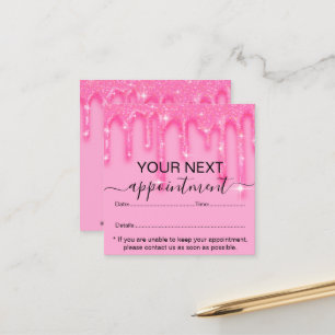 Stijlvol meisje met roze glitter-benoeming afsprakenkaartje