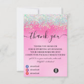 Stijlvol meisje met roze glitter Hartelijk dank Bedankkaart (Voorkant)