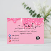 Stijlvol meisje met roze glitter Hartelijk dank Bedankkaart (Staand voorkant)