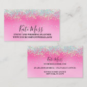 Stijlvol meisje met roze glitter visitekaartje (Voorkant / Achterkant)