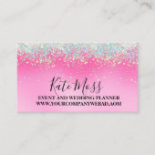 Stijlvol meisje met roze glitter visitekaartje (Voorkant)