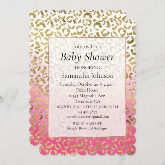 Stijlvol Meisje Roze Goud Wit Luipaard Kaart (Voorkant / Achterkant)