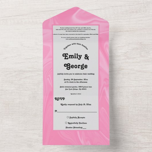 Stijlvol meisje roze minimale Abstracte verfbruilo All In One Uitnodiging (Binnen)