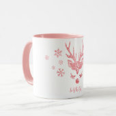 Stijlvol meisje Roze Snowflakes Reindekerst Mok (Voorkant links)
