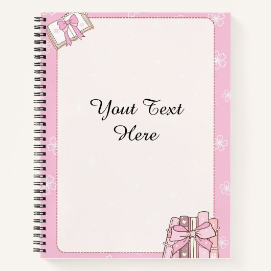 Stijlvol meisjesachtig roze notitieboek document (Voorkant)