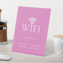 Stijlvol Meisjesachtig Roze Wifi Netwerk Wachtwoor Reclamebord Met Voetstuk