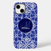 Stijlvol meisjesblauw grijs initiaal monogram Case-Mate iPhone case (Achterkant)