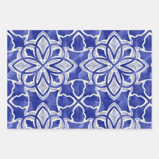 Stijlvol meisjesblauw grijs initiaal monogram inpakpapier vel (Voorkant 3)