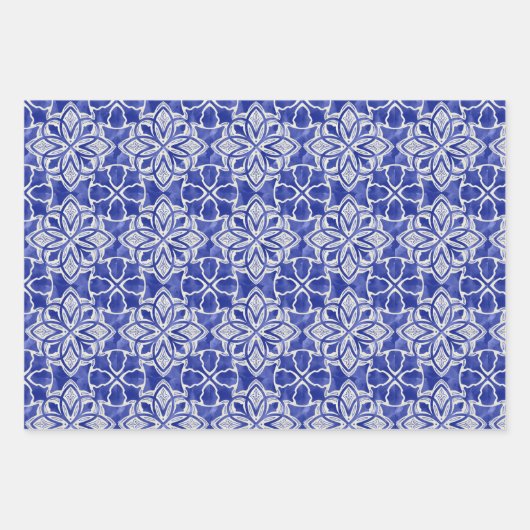 Stijlvol meisjesblauw grijs initiaal monogram inpakpapier vel (Voorkant 2)