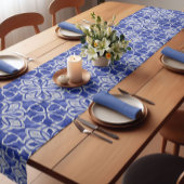 Stijlvol meisjesblauw grijs initiaal monogram korte tafelloper