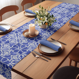 Stijlvol meisjesblauw grijs initiaal monogram korte tafelloper