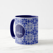 Stijlvol meisjesblauw grijs initiaal monogram mok (Voorkant links)