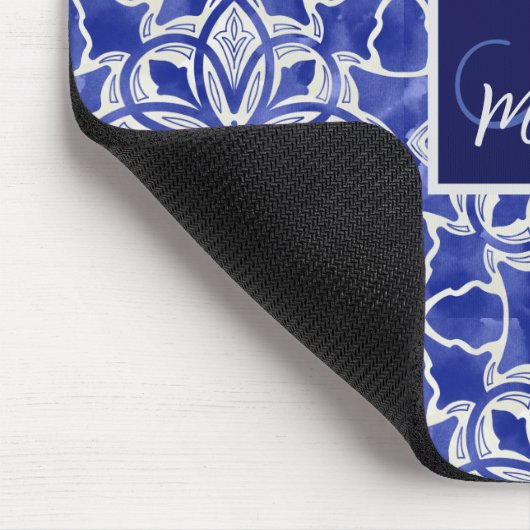 Stijlvol meisjesblauw grijs initiaal monogram muismat (Hoek)