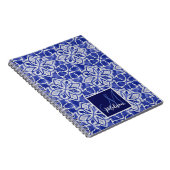 Stijlvol meisjesblauw grijs initiaal monogram notitieboek (Rechterzijde)