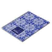 Stijlvol meisjesblauw grijs initiaal monogram notitieboek (Linkerzijde)