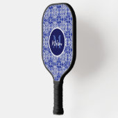 Stijlvol meisjesblauw grijs initiaal monogram pickleball paddle (Links)