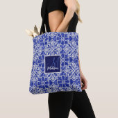 Stijlvol meisjesblauw grijs initiaal monogram tote bag (Dichtbij)