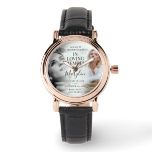 Stijlvol Memorial 2 Foto in Loving Memory Tributio Horloge