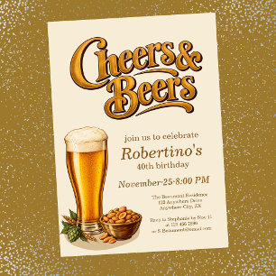 Stijlvol messing vintage Cheers & Beers 40e verjaa Kaart