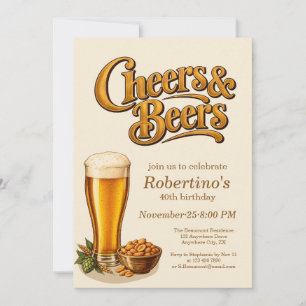Stijlvol messing vintage Cheers & Beers 40e verjaa Kaart