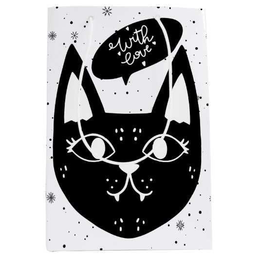 Stijlvol met liefde Scandinavische zwarte kat Medium Cadeauzakje (Voorkant)